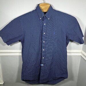 Ralph Lauren Classic Fit Medium Check Shirt Short Sleeve Button Down Blue/White